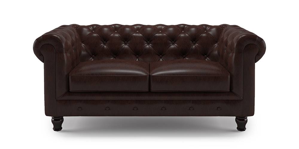 Winchester Half Leather Sofa (Chocolate Italian Leather)